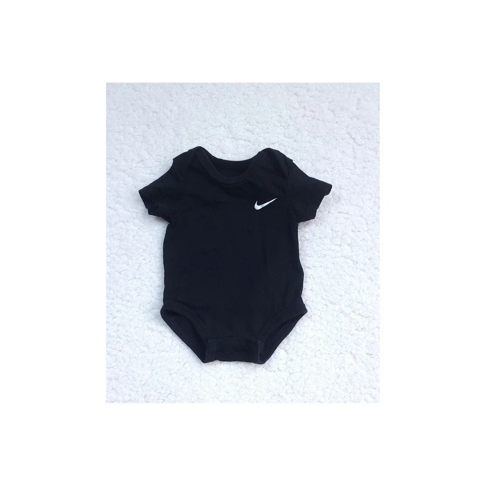 Nike Bodysuit Kids 3M Black Short Sleeve Swoosh Logo Athletic One Piece